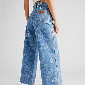 Floral Wrangler Wide-Leg Denim Jeans